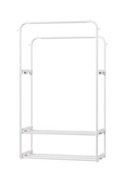Living and Home Double Rod Metal Clothes Rack Garment Rack Holder with 2 Shelves in White - thumbnail 5