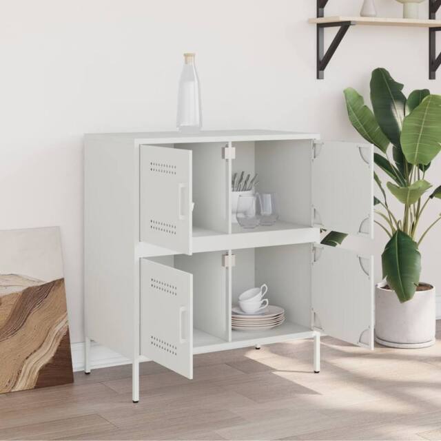 Berkfield Home Sideboard White 68x39x79 cm Steel - Size: 68 x 39 x 79 cm - image 1