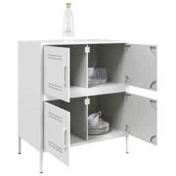 Berkfield Home Sideboard White 68x39x79 cm Steel - Size: 68 x 39 x 79 cm - thumbnail 5