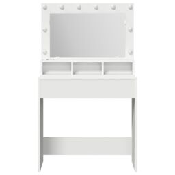 Berkfield Home White Dressing Table with LED Lights - 79x41x135 cm - Size: 79 x 41 x 135 cm - thumbnail 4