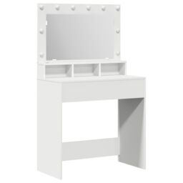 Berkfield Home White Dressing Table with LED Lights - 79x41x135 cm - Size: 79 x 41 x 135 cm - thumbnail 2