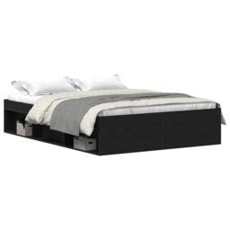 Berkfield Home Bed Frame without Mattress Black Oak 135x190 cm Engineered Wood - thumbnail 1
