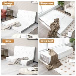 Gymax King Size Folding Mattress Cool Gel Memory Foam With Bamboo Mesh Cover in White - thumbnail 4