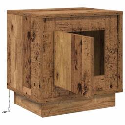 Berkfield Home Bedside Cabinet with LED Lights Old Wood 44x34, 5x45 cm in Brown - thumbnail 5