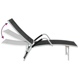 Berkfield Home Sun Lounger Textilene & Aluminium Black - thumbnail 6