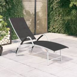 Berkfield Home Sun Lounger Textilene & Aluminium Black - thumbnail 3