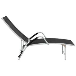 Berkfield Home Sun Lounger Textilene & Aluminium Black - thumbnail 4