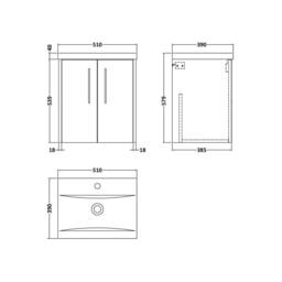 Balterley Winshill 2 Door Wall Hung Vanity Basin Unit, Dark Blue, 500mm in Blue - thumbnail 4