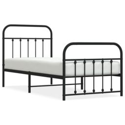 Berkfield Home Metal Bed Frame with Headboard & Footboard Black 90x190 cm Single - thumbnail 2