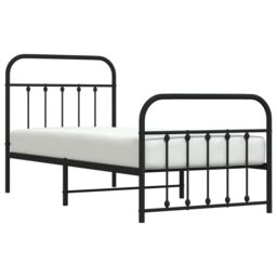 Berkfield Home Metal Bed Frame with Headboard & Footboard Black 90x190 cm Single - thumbnail 3