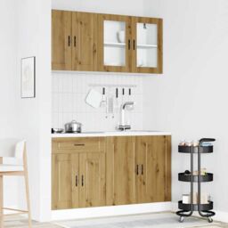 Berkfield Home 4 Piece Kitchen Cabinet Set Kalmar Artisan Oak Engineered Wood in Brown - thumbnail 3