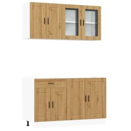 Berkfield Home 4 Piece Kitchen Cabinet Set Kalmar Artisan Oak Engineered Wood in Brown - thumbnail 2