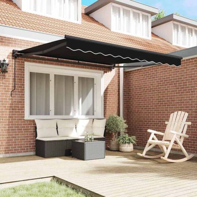 Berkfield Home Retractable Awning Manual Black 300x250 cm Polyester - image 1