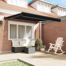 Berkfield Home Retractable Awning Manual Black 300x250 cm Polyester - thumbnail 1