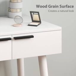 EONLION Small Dressing Vanity Table Make Up Desk in White - Size: 100 cm - thumbnail 4