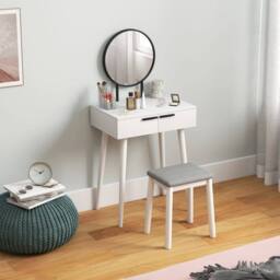 EONLION Small Dressing Vanity Table Make Up Desk in White - Size: 100 cm - thumbnail 5