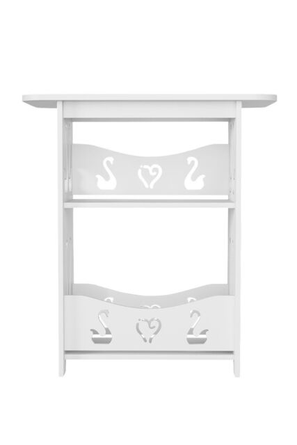 Living and Home 2-Tier PVC Side Table Small Nightstand in White - image 1