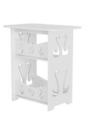 Living and Home 2-Tier PVC Side Table Small Nightstand in White - thumbnail 5