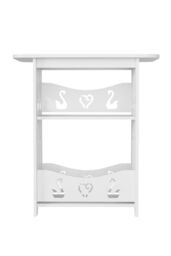 Living and Home 2-Tier PVC Side Table Small Nightstand in White