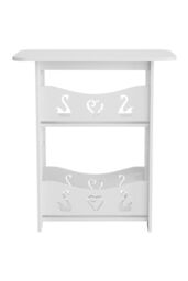 Living and Home 2-Tier PVC Side Table Small Nightstand in White - thumbnail 4