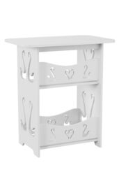 Living and Home 2-Tier PVC Side Table Small Nightstand in White - thumbnail 3