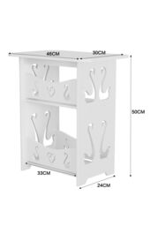 Living and Home 2-Tier PVC Side Table Small Nightstand in White - thumbnail 2