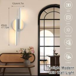 Goeco LED Indoor Wall Light 16W Modern Wall Lamp 3000 K for Bedroom Hallway in White - thumbnail 5
