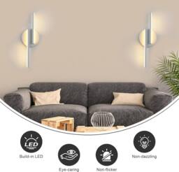 Goeco LED Indoor Wall Light 16W Modern Wall Lamp 3000 K for Bedroom Hallway in White - thumbnail 6