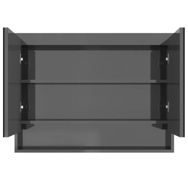 Berkfield Home Durable Bathroom Mirror Cabinet 80x15x60 cm MDF Shining Grey - Size: 80 x 15 x 60 cm - image 1
