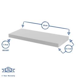 Havendro Floating Wall Shelf Wooden Shelves Wall Storage 60cm - White - thumbnail 3