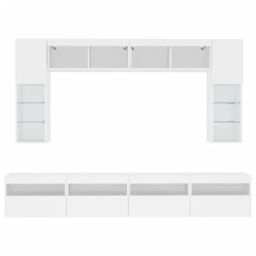 Berkfield Home 8 Piece TV Wall Cabinet Set with LED Lights White - thumbnail 7