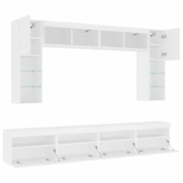Berkfield Home 8 Piece TV Wall Cabinet Set with LED Lights White - thumbnail 6