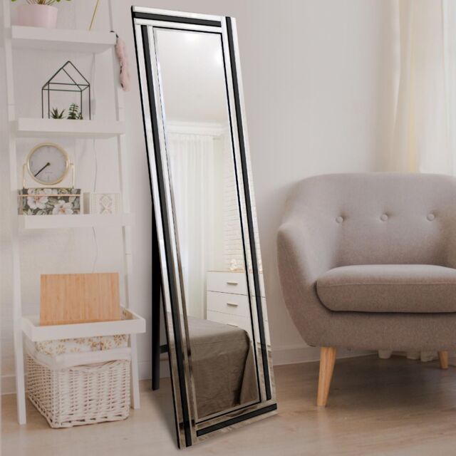 MirrorOutlet Triple Bevel Large Venetian Cheval Black & Mirror (150 X 40cm) in Silver - Size: 1 Pack - image 1