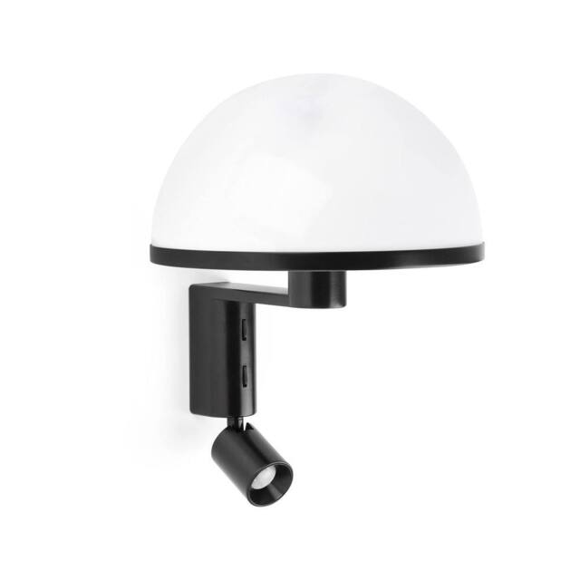 Netlighting Dome Reading Wall Light Satin Black Gloss White Shade E27 - image 1