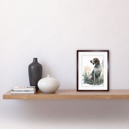 "Artery8 Wall Art Print German Pointer Dog Sitting in Field Modern Detailed Artwork Framed 9X7 Inch in Brown - Size: W7"" x H9""" - thumbnail 2