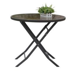 Living and Home Round Foldable Steel Garden Dining Table in Black - thumbnail 3