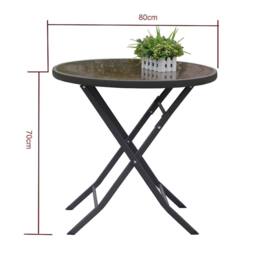 Living and Home Round Foldable Steel Garden Dining Table in Black - thumbnail 5