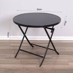 Living and Home Round Foldable Steel Garden Dining Table in Black - thumbnail 4