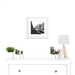 Artery8 Soldiers Parade Georges Street Limerick Ireland 1908 8X8 Inch Square Wooden Framed Wall Art Print Picture with Mount in White - thumbnail 2
