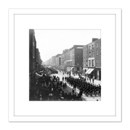 Artery8 Soldiers Parade Georges Street Limerick Ireland 1908 8X8 Inch Square Wooden Framed Wall Art Print Picture with Mount in White - thumbnail 1