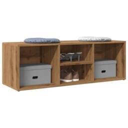Berkfield Home Shoe Storage Bench Artisan Oak 105x35x35 cm Engineered Wood in Brown - Size: 105 x 35 x 35 cm