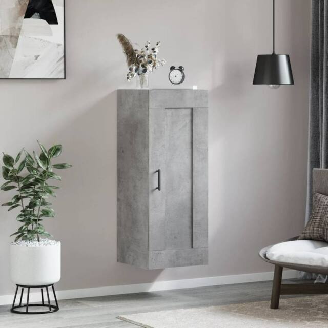Berkfield Home Wall Mounted Cabinet Concrete Grey 34.5x34x90 cm Engineered Wood - image 1