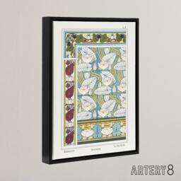 "Artery8 Water Lily Patterns Framed Canvas Wall Art Print Vintage Floral Verneuil - Size: W12"" x H16""" - thumbnail 2