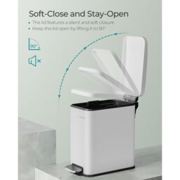 SONGMICS Small Pedal Bathroom Bin with Soft Close Lid Steel Slim Space in White - thumbnail 5