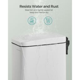 SONGMICS Small Pedal Bathroom Bin with Soft Close Lid Steel Slim Space in White - thumbnail 4
