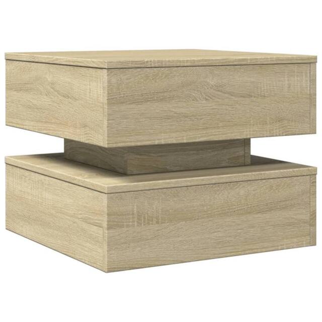Berkfield Home Modern Coffee Table with LED Lights Sonoma Oak 50x50x40 cm in Light Tan - Size: 50 x 50 x 40 cm - image 1