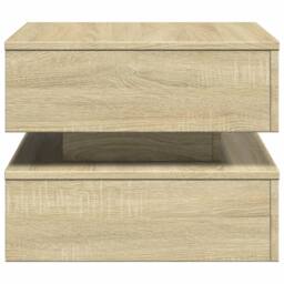 Berkfield Home Modern Coffee Table with LED Lights Sonoma Oak 50x50x40 cm in Light Tan - Size: 50 x 50 x 40 cm - thumbnail 8