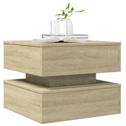 Berkfield Home Modern Coffee Table with LED Lights Sonoma Oak 50x50x40 cm in Light Tan - Size: 50 x 50 x 40 cm - thumbnail 6