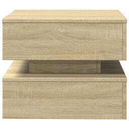 Berkfield Home Modern Coffee Table with LED Lights Sonoma Oak 50x50x40 cm in Light Tan - Size: 50 x 50 x 40 cm - thumbnail 7
