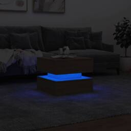 Berkfield Home Modern Coffee Table with LED Lights Sonoma Oak 50x50x40 cm in Light Tan - Size: 50 x 50 x 40 cm - thumbnail 5